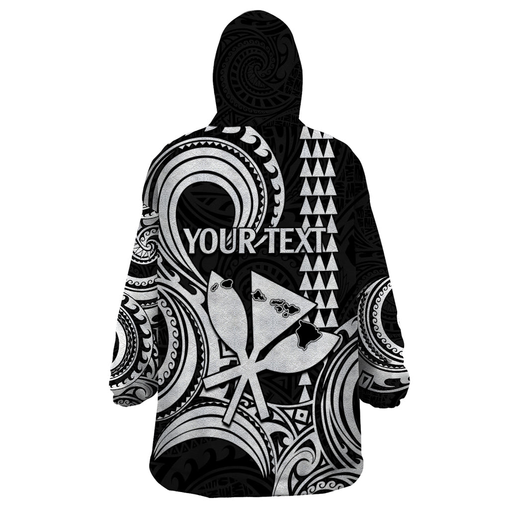 Custom King Kamehameha Day Hawaii Wearable Blanket Hoodie Paradise of the Pacific Tribal Kakau with Kanaka Maoli - White LT9 - Polynesian Pride