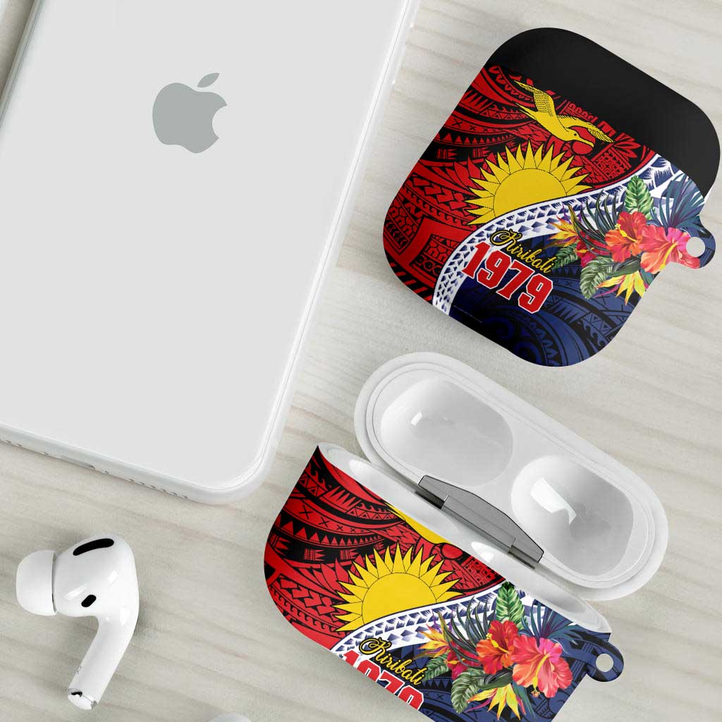Flag of Kiribati Polynesian Pattern AirPods Case Est 1979 With Tropical Flowers - Polynesian Pride