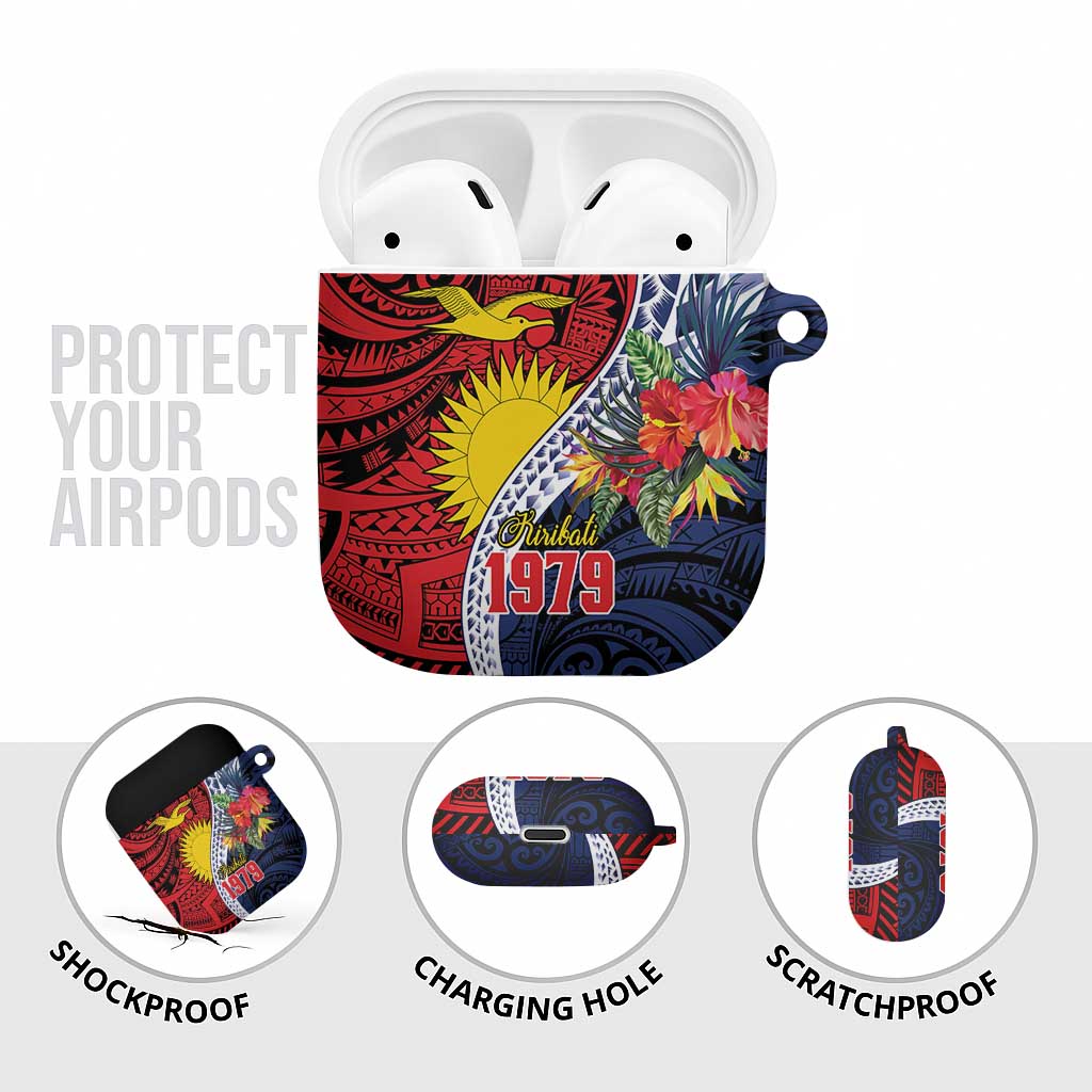 Flag of Kiribati Polynesian Pattern AirPods Case Est 1979 With Tropical Flowers - Polynesian Pride