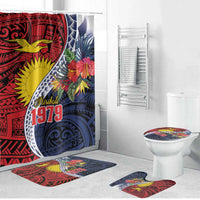 Flag of Kiribati Polynesian Pattern Bathroom Set Est 1979 With Tropical Flowers - Polynesian Pride