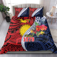 Flag of Kiribati Polynesian Pattern Bedding Set Est 1979 With Tropical Flowers LT9 - Polynesian Pride
