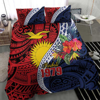 Flag of Kiribati Polynesian Pattern Bedding Set Est 1979 With Tropical Flowers LT9 - Polynesian Pride