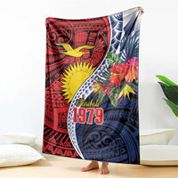 Flag of Kiribati Polynesian Pattern Blanket Est 1979 With Tropical Flowers LT9 - Polynesian Pride