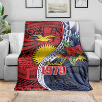 Flag of Kiribati Polynesian Pattern Blanket Est 1979 With Tropical Flowers LT9 - Polynesian Pride