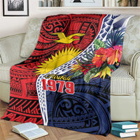 Flag of Kiribati Polynesian Pattern Blanket Est 1979 With Tropical Flowers LT9 - Polynesian Pride