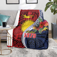 Flag of Kiribati Polynesian Pattern Blanket Est 1979 With Tropical Flowers LT9 - Polynesian Pride