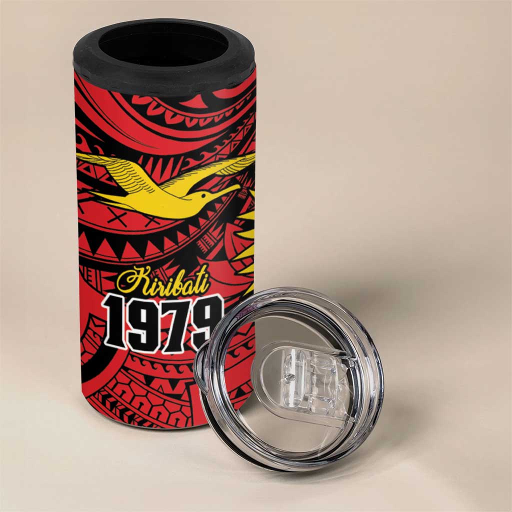 Flag of Kiribati Polynesian Pattern 4 in 1 Can Cooler Tumbler Est 1979 With Tropical Flowers LT9 - Polynesian Pride