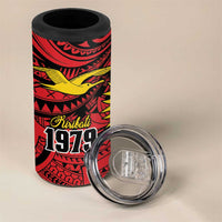 Flag of Kiribati Polynesian Pattern 4 in 1 Can Cooler Tumbler Est 1979 With Tropical Flowers LT9 - Polynesian Pride