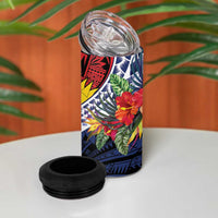 Flag of Kiribati Polynesian Pattern 4 in 1 Can Cooler Tumbler Est 1979 With Tropical Flowers LT9 - Polynesian Pride