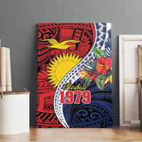 Flag of Kiribati Polynesian Pattern Canvas Wall Art Est 1979 With Tropical Flowers LT9 - Polynesian Pride