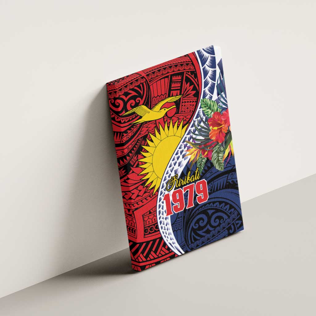 Flag of Kiribati Polynesian Pattern Canvas Wall Art Est 1979 With Tropical Flowers LT9 - Polynesian Pride