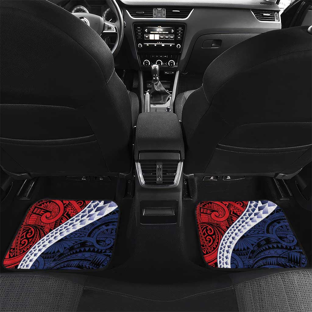 Flag of Kiribati Polynesian Pattern Car Mats Est 1979 With Tropical Flowers