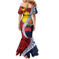 Flag of Kiribati Polynesian Pattern Family Matching Mermaid Dress and Hawaiian Shirt Est 1979 With Tropical Flowers LT9 - Polynesian Pride