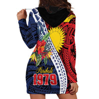 Flag of Kiribati Polynesian Pattern Hoodie Dress Est 1979 With Tropical Flowers LT9 - Polynesian Pride