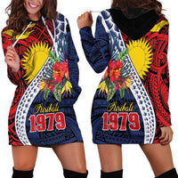 Flag of Kiribati Polynesian Pattern Hoodie Dress Est 1979 With Tropical Flowers LT9 - Polynesian Pride