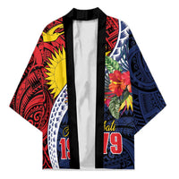 Flag of Kiribati Polynesian Pattern Kimono Est 1979 With Tropical Flowers LT9 Unisex Red - Polynesian Pride