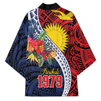 Flag of Kiribati Polynesian Pattern Kimono Est 1979 With Tropical Flowers LT9 - Polynesian Pride