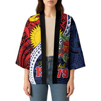 Flag of Kiribati Polynesian Pattern Kimono Est 1979 With Tropical Flowers LT9 - Polynesian Pride