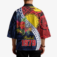 Flag of Kiribati Polynesian Pattern Kimono Est 1979 With Tropical Flowers LT9 - Polynesian Pride