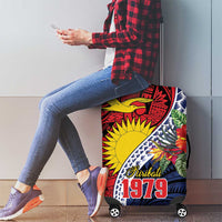 Flag of Kiribati Polynesian Pattern Luggage Cover Est 1979 With Tropical Flowers LT9 - Polynesian Pride
