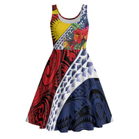Flag of Kiribati Polynesian Pattern Midi Dress Est 1979 With Tropical Flowers - Polynesian Pride
