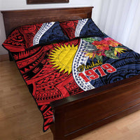 Flag of Kiribati Polynesian Pattern Quilt Bed Set Est 1979 With Tropical Flowers LT9 - Polynesian Pride