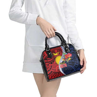 Flag of Kiribati Polynesian Pattern Shoulder Handbag Est 1979 With Tropical Flowers LT9 - Polynesian Pride