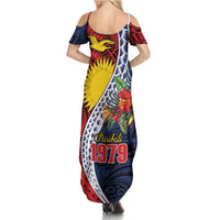Flag of Kiribati Polynesian Pattern Summer Maxi Dress Est 1979 With Tropical Flowers LT9 - Polynesian Pride