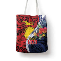 Flag of Kiribati Polynesian Pattern Tote Bag Est 1979 With Tropical Flowers LT9 - Polynesian Pride