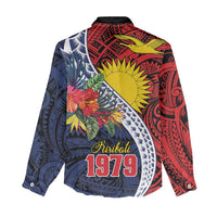 Flag of Kiribati Polynesian Pattern Women Casual Shirt Est 1979 With Tropical Flowers LT9 - Polynesian Pride