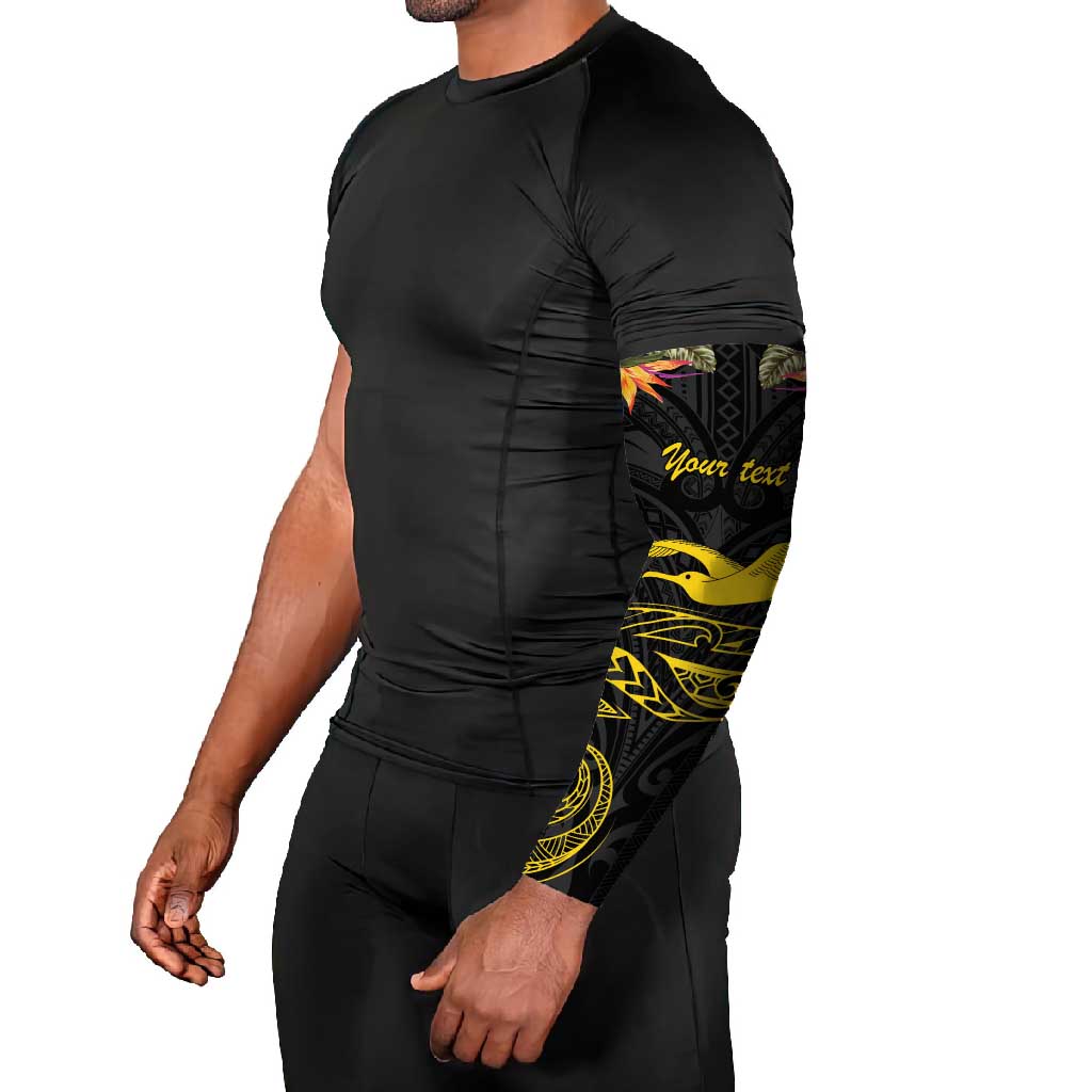 Kiribati Independence Day Personalised Arm Sleeves Gold Frigatebird with Polynesian Pattern - Polynesian Pride