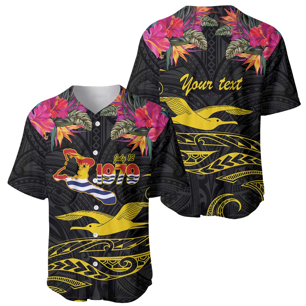 Kiribati Independence Day Personalised Baseball Jersey Gold Frigatebird with Polynesian Pattern LT9 - Polynesian Pride