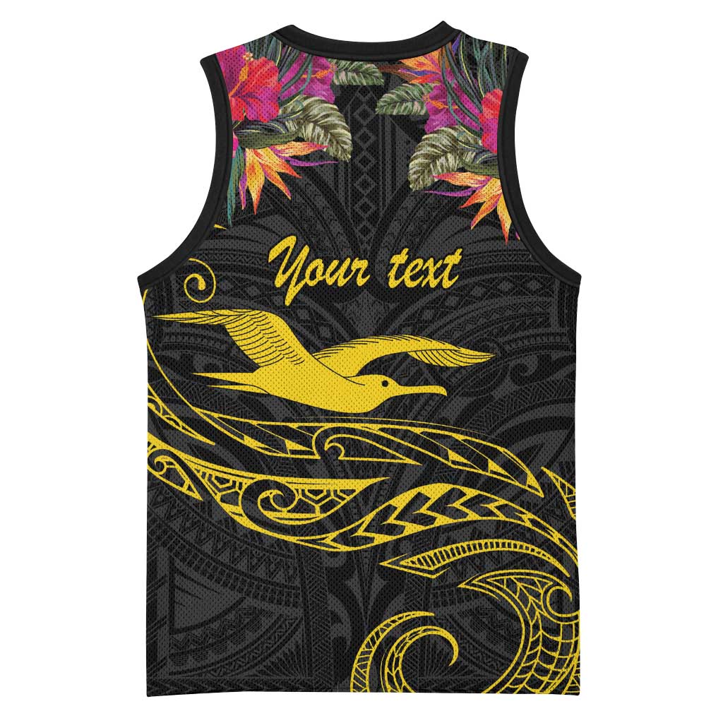 Kiribati Independence Day Personalised Basketball Jersey Gold Frigatebird with Polynesian Pattern LT9 - Polynesian Pride