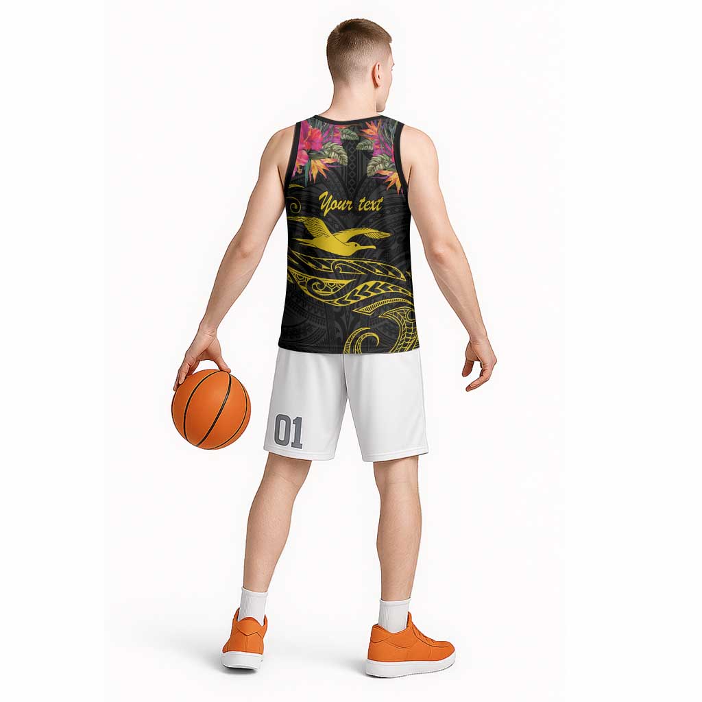 Kiribati Independence Day Personalised Basketball Jersey Gold Frigatebird with Polynesian Pattern LT9 - Polynesian Pride