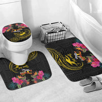 Kiribati Independence Day Personalised Bathroom Set Gold Frigatebird with Polynesian Pattern - Polynesian Pride