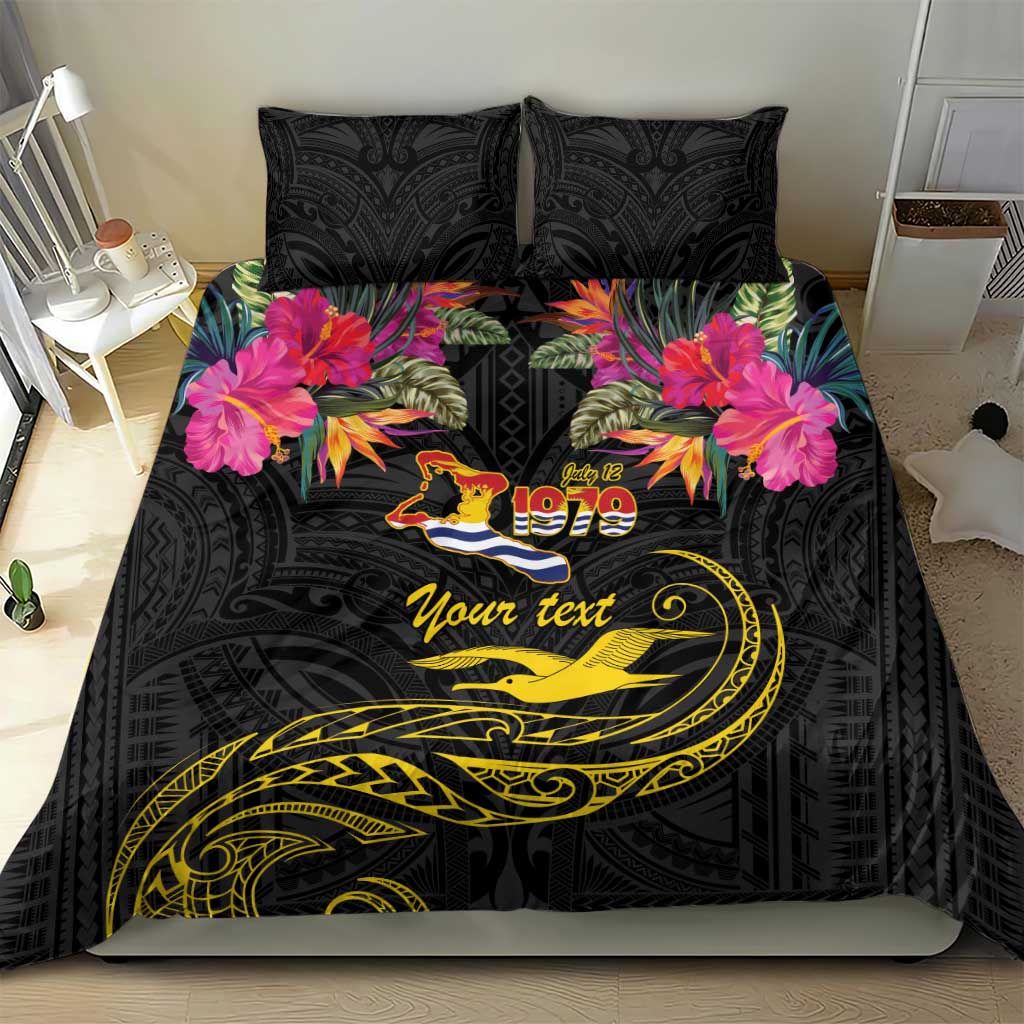 Kiribati Independence Day Personalised Bedding Set Gold Frigatebird with Polynesian Pattern LT9 - Polynesian Pride