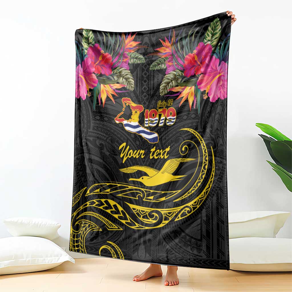 Kiribati Independence Day Personalised Blanket Gold Frigatebird with Polynesian Pattern LT9 - Polynesian Pride