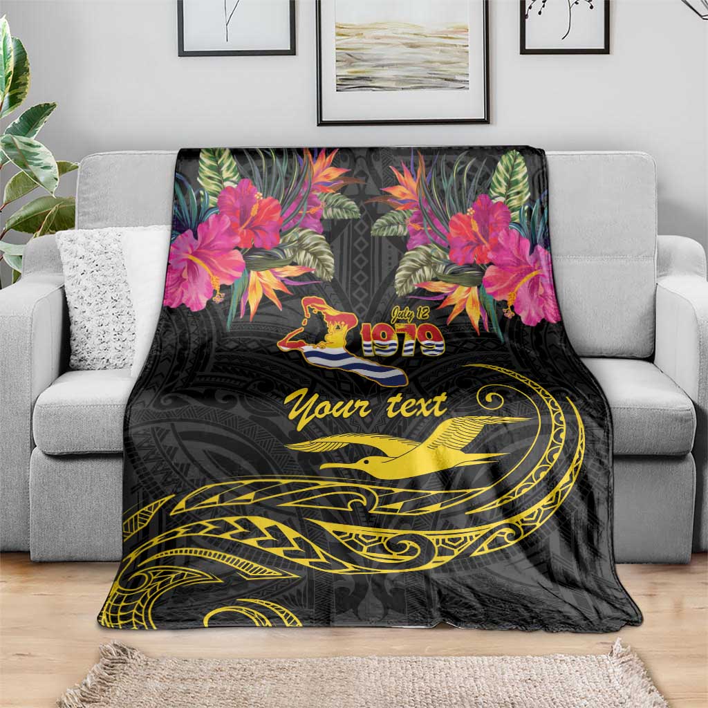 Kiribati Independence Day Personalised Blanket Gold Frigatebird with Polynesian Pattern LT9 - Polynesian Pride