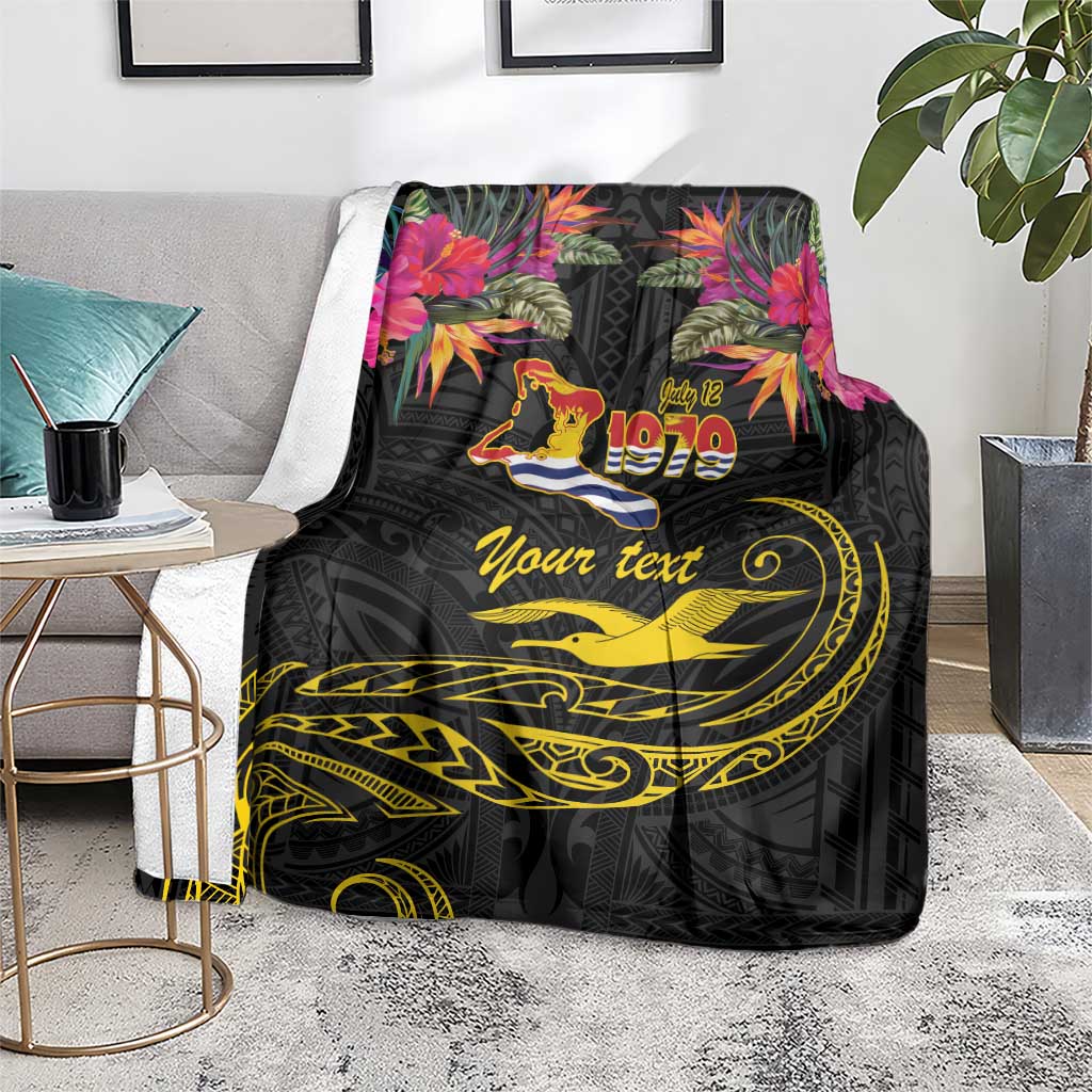 Kiribati Independence Day Personalised Blanket Gold Frigatebird with Polynesian Pattern LT9 - Polynesian Pride