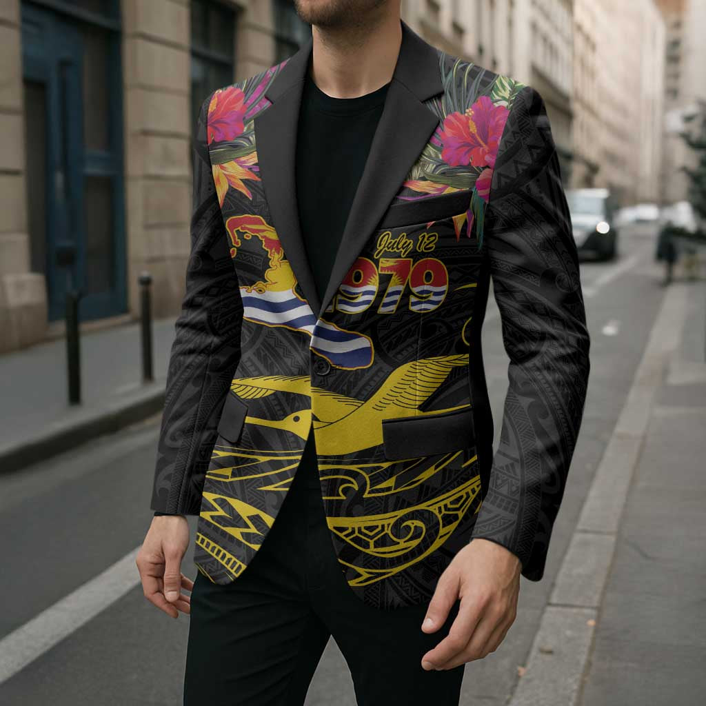 Kiribati Independence Day Personalised Blazer Gold Frigatebird with Polynesian Pattern - Polynesian Pride