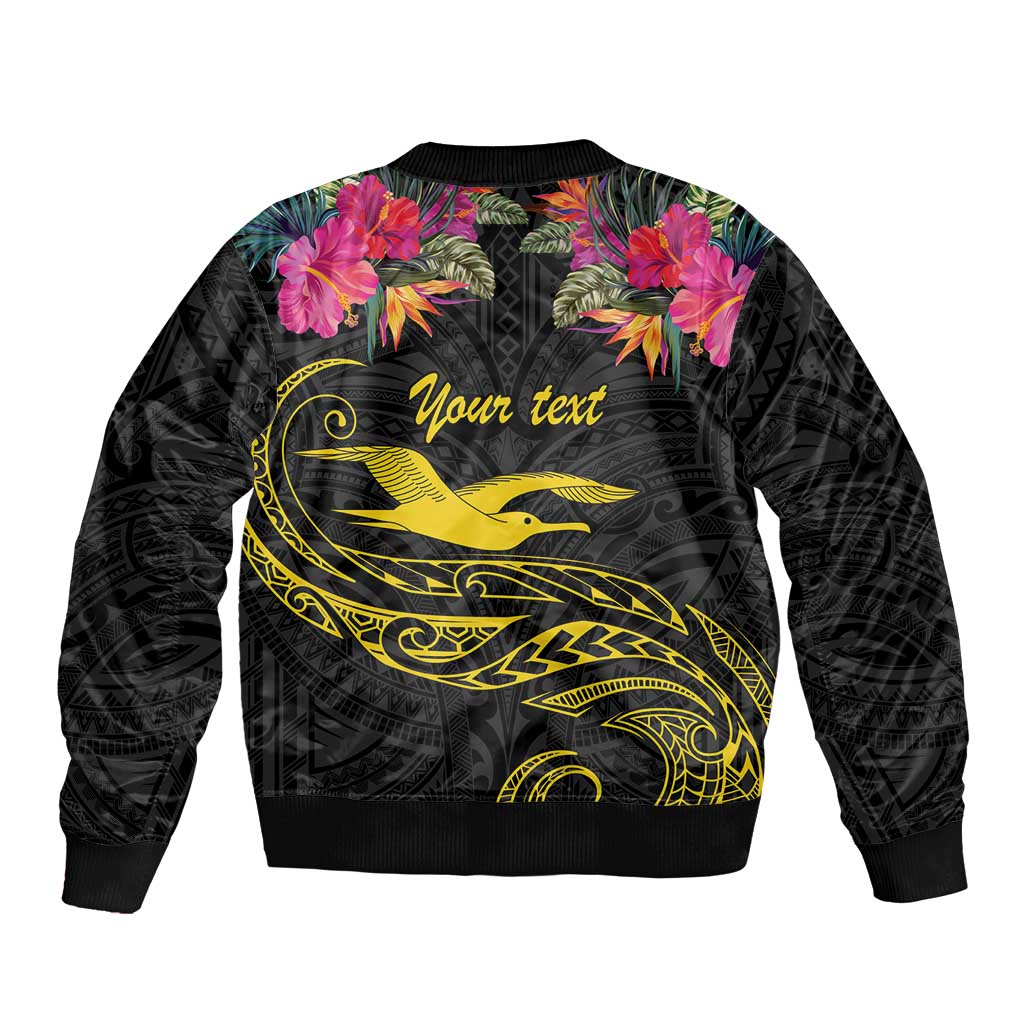 Kiribati Independence Day Personalised Bomber Jacket Gold Frigatebird with Polynesian Pattern LT9 - Polynesian Pride