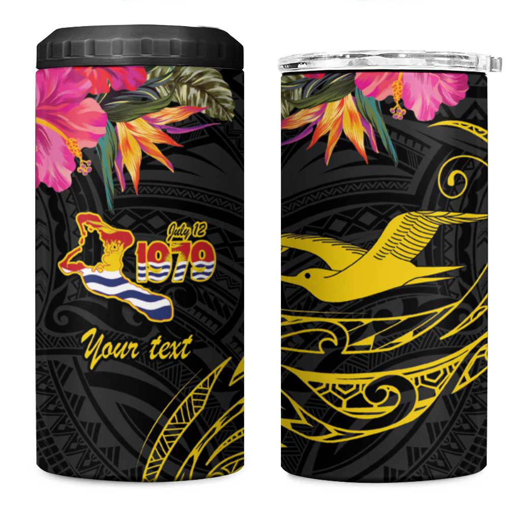 Kiribati Independence Day Personalised 4 in 1 Can Cooler Tumbler Gold Frigatebird with Polynesian Pattern LT9 One Size: 16 oz Black - Polynesian Pride
