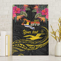 Kiribati Independence Day Personalised Canvas Wall Art Gold Frigatebird with Polynesian Pattern LT9 Without Frame Black - Polynesian Pride