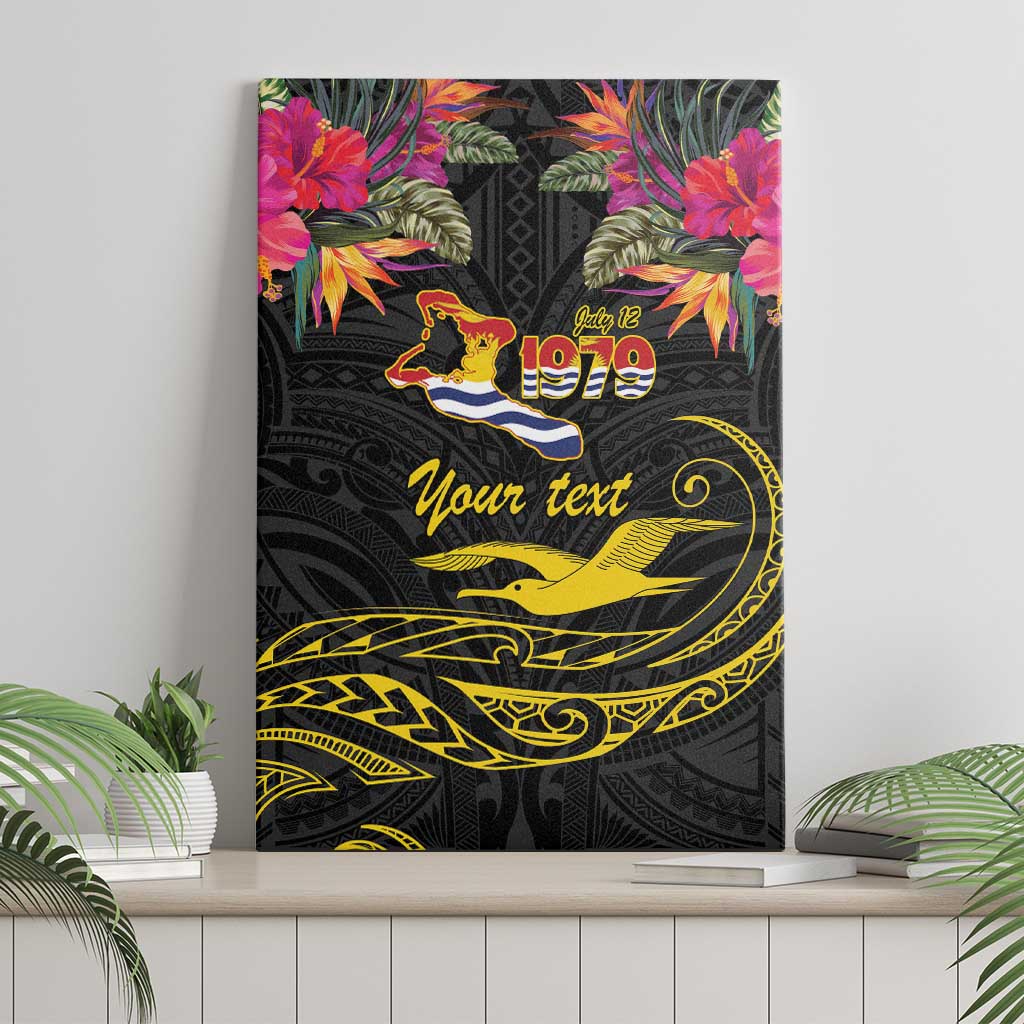 Kiribati Independence Day Personalised Canvas Wall Art Gold Frigatebird with Polynesian Pattern LT9 - Polynesian Pride