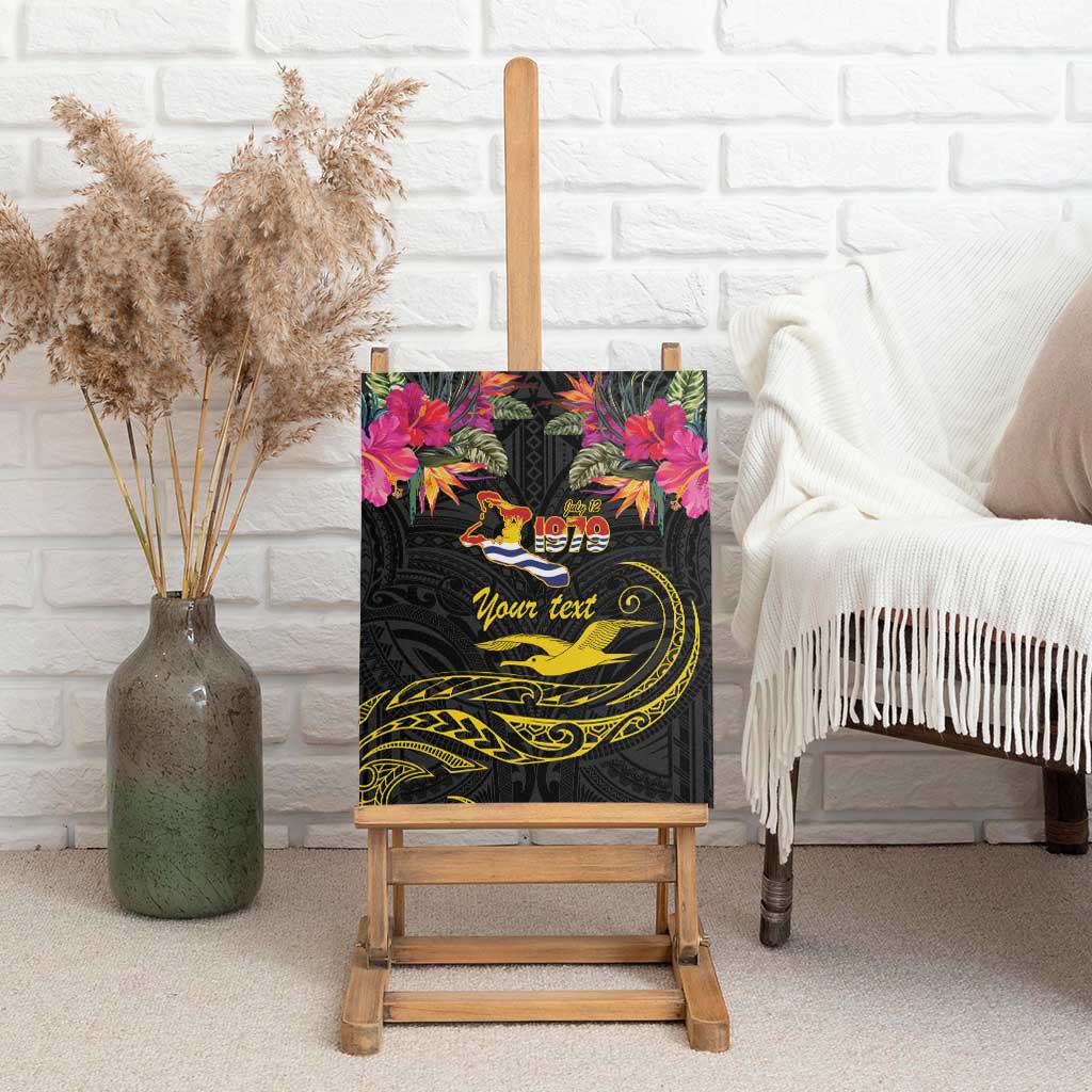 Kiribati Independence Day Personalised Canvas Wall Art Gold Frigatebird with Polynesian Pattern LT9 - Polynesian Pride