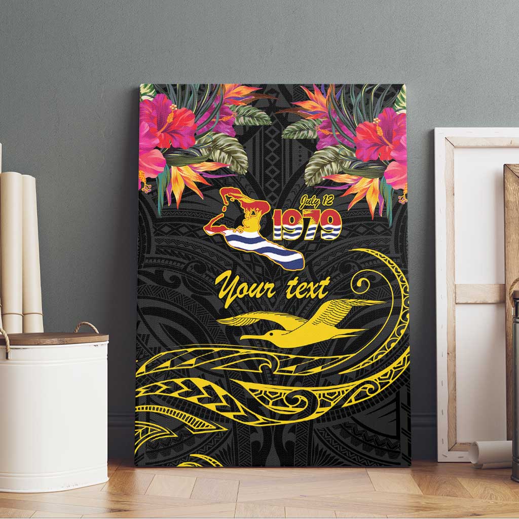 Kiribati Independence Day Personalised Canvas Wall Art Gold Frigatebird with Polynesian Pattern LT9 - Polynesian Pride