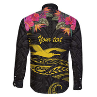 Kiribati Independence Day Personalised Family Matching Mermaid Dress and Hawaiian Shirt Gold Frigatebird with Polynesian Pattern