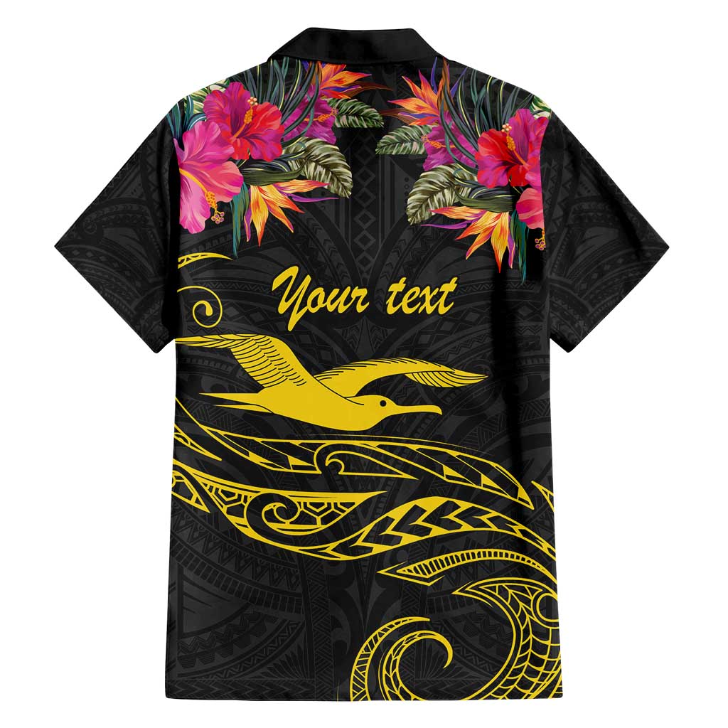 Kiribati Independence Day Personalised Family Matching Off Shoulder Short Dress and Hawaiian Shirt Gold Frigatebird with Polynesian Pattern