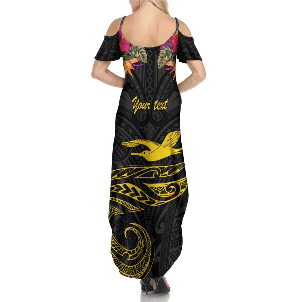 Kiribati Independence Day Personalised Family Matching Summer Maxi Dress and Hawaiian Shirt Gold Frigatebird with Polynesian Pattern LT9 - Polynesian Pride