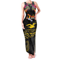 Kiribati Independence Day Personalised Family Matching Tank Maxi Dress and Hawaiian Shirt Gold Frigatebird with Polynesian Pattern